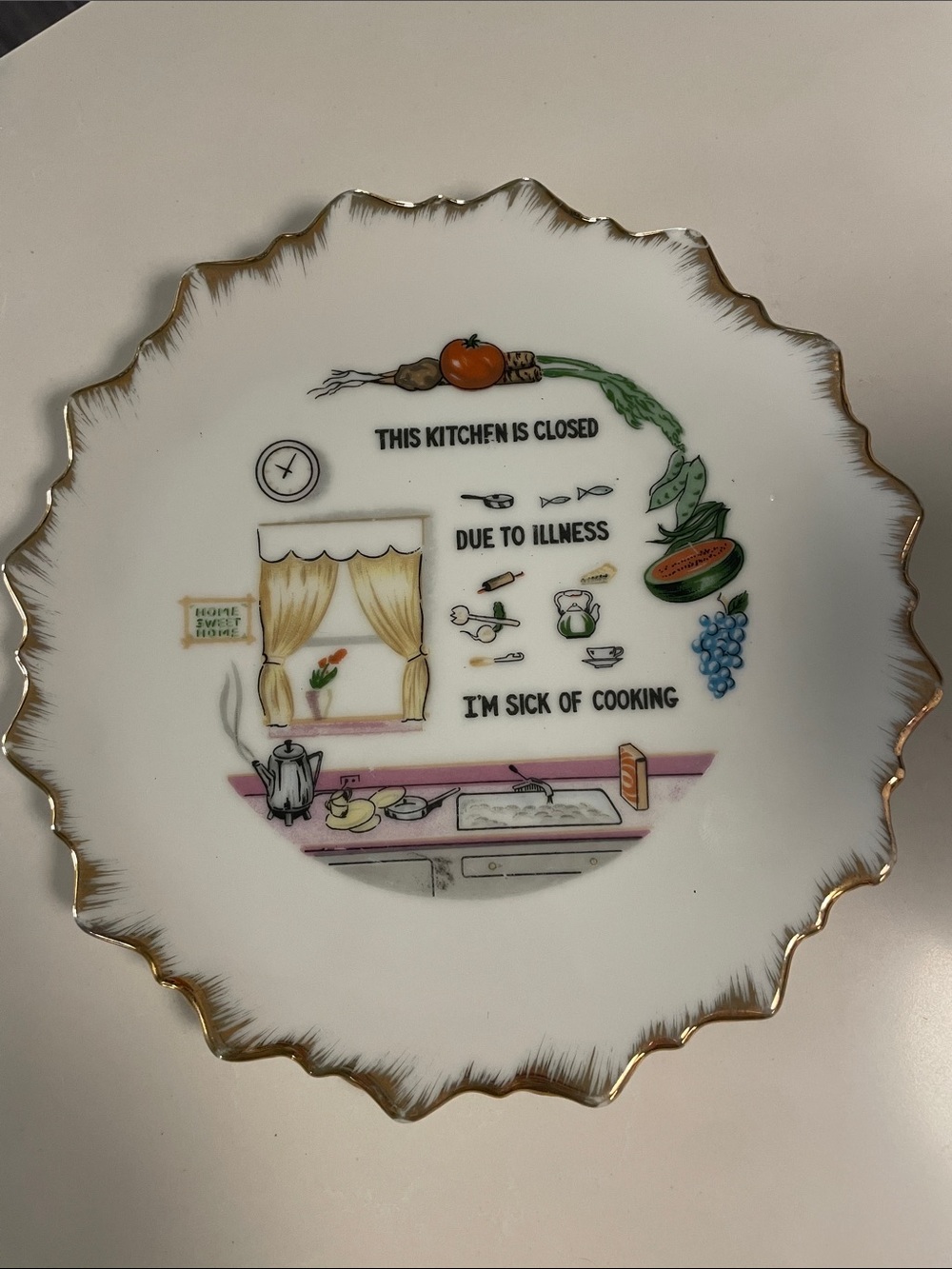 Vintage White Porcelain Nevco Kitchen Plate wall decor. Grannycore
